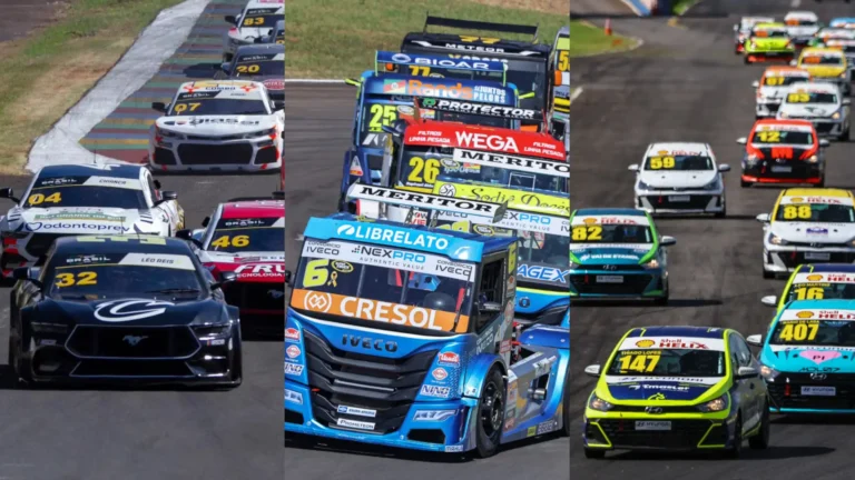 Montagem com fotos da Nascar Brasil, Copa Truck e Copa Hyundai HB20